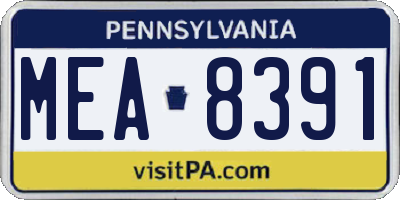 PA license plate MEA8391