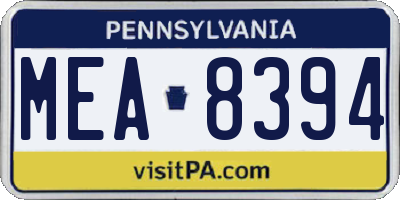 PA license plate MEA8394