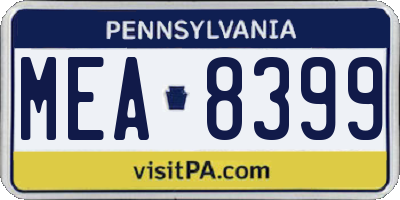 PA license plate MEA8399