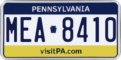 PA license plate MEA8410