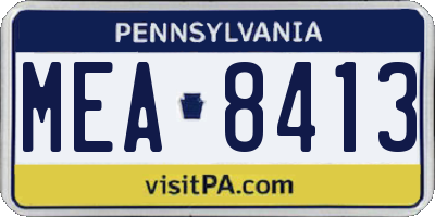 PA license plate MEA8413