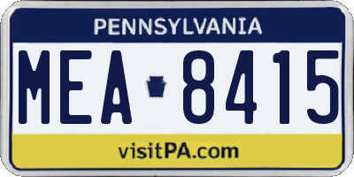 PA license plate MEA8415