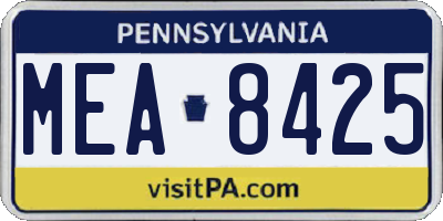 PA license plate MEA8425