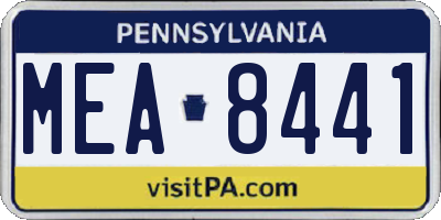 PA license plate MEA8441