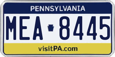 PA license plate MEA8445