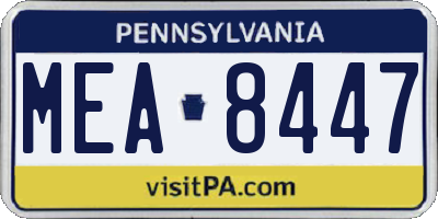 PA license plate MEA8447