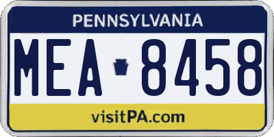 PA license plate MEA8458