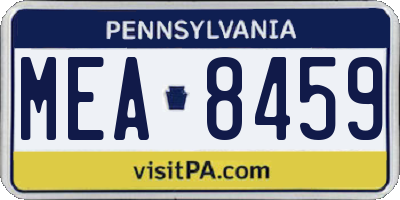 PA license plate MEA8459