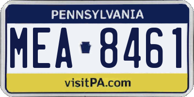 PA license plate MEA8461