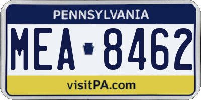 PA license plate MEA8462