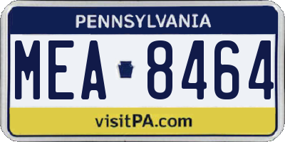 PA license plate MEA8464