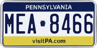 PA license plate MEA8466
