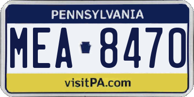 PA license plate MEA8470