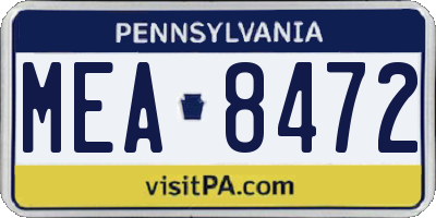 PA license plate MEA8472