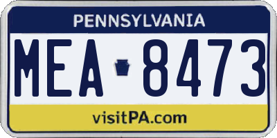PA license plate MEA8473