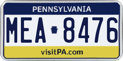 PA license plate MEA8476