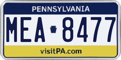 PA license plate MEA8477