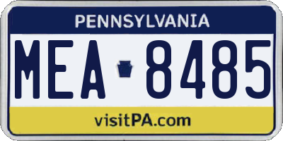 PA license plate MEA8485
