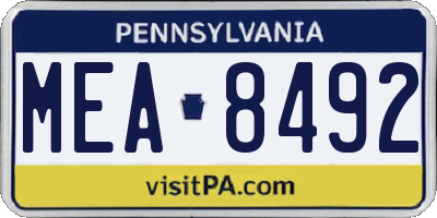 PA license plate MEA8492