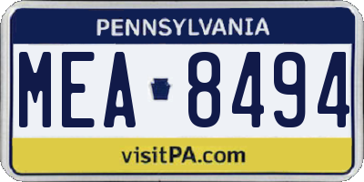 PA license plate MEA8494
