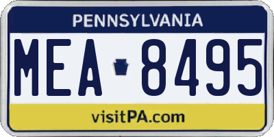 PA license plate MEA8495