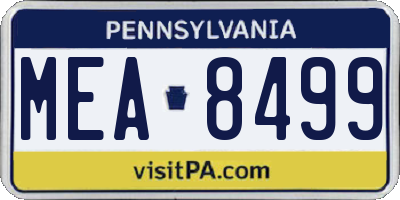 PA license plate MEA8499