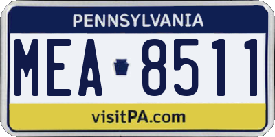 PA license plate MEA8511