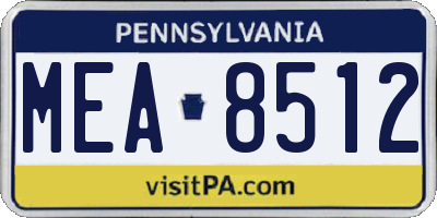 PA license plate MEA8512