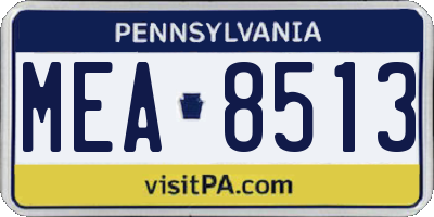 PA license plate MEA8513