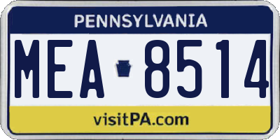 PA license plate MEA8514