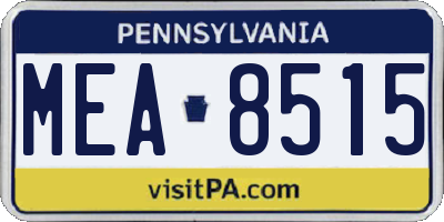 PA license plate MEA8515