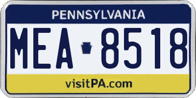 PA license plate MEA8518