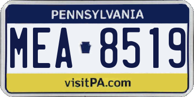 PA license plate MEA8519