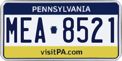PA license plate MEA8521