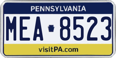 PA license plate MEA8523