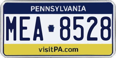 PA license plate MEA8528