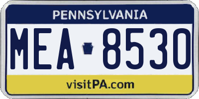 PA license plate MEA8530