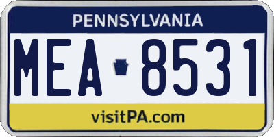 PA license plate MEA8531