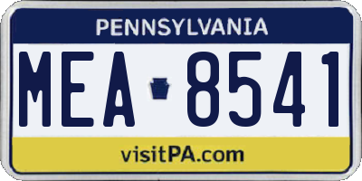 PA license plate MEA8541