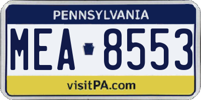 PA license plate MEA8553