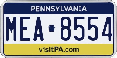 PA license plate MEA8554