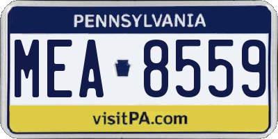 PA license plate MEA8559