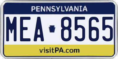 PA license plate MEA8565