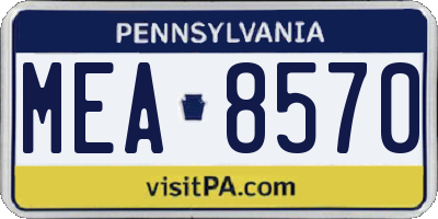 PA license plate MEA8570