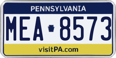 PA license plate MEA8573