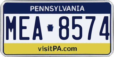 PA license plate MEA8574