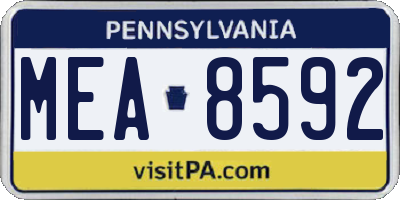 PA license plate MEA8592
