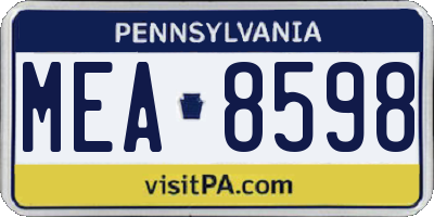 PA license plate MEA8598