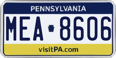 PA license plate MEA8606