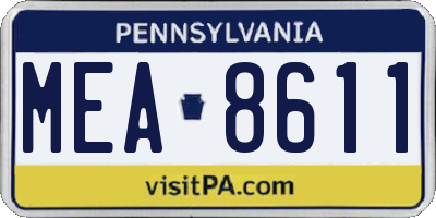 PA license plate MEA8611